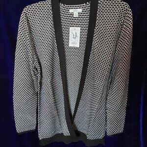 Croft & Barrow Black & White Textured Open Front Cardigan - NWT